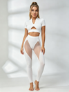 Keyhole-Cutout Cropped Top & Mesh-Panel Leggings Set