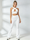 Crisscross Halter Crop Top & Flared Leggings Set