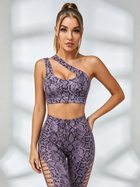 Snake Print One-Shoulder Cutout Sports Bra & High-Waisted Legging Set