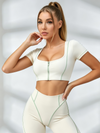 Short Sleeve Zip Crop Top & High Waist Legging Set