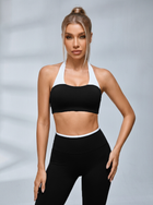 Contrast Trim Halter Sports Bra High Waist Hip Lifting Yoga Tracksuit