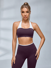 Contrast Trim Halter Sports Bra High Waist Hip Lifting Yoga Tracksuit