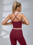 Two Tone Layer Cross Back V Waist Yoga Workout Tracksuit