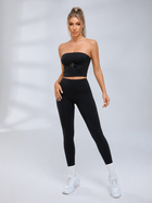 Solid Tube Top With Front Buckle High Rise Hip Lifting Yoga Tracksuit
