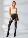 Cross Back Bow Tie Mesh Panel Buckle Detail Fitness Workout Tracksuit