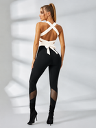 Cross Back Bow Tie Mesh Panel Buckle Detail Fitness Workout Tracksuit