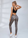 One Shoulder Top V Waist Leopard Yoga Set
