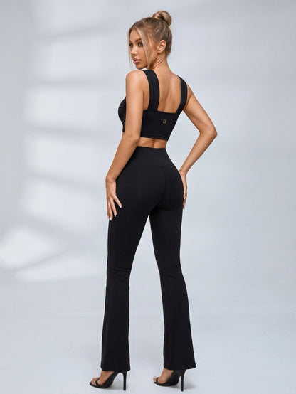 Cross Halter Cutout V Waist Fitness Set
