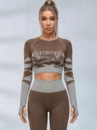 Seamless Print Long Sleeve Fitness Set