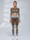 Seamless Print Long Sleeve Fitness Set