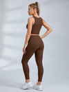Lace Trim Double Strap Workout Leggings Set