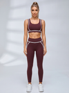 Contrast Piping Cutout Long Sleeve Leggings Set