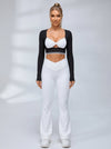Ribbed Layered Long Sleeve Flared Leggings Set
