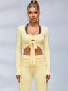 Tie Front Ballet Style Flared 3‑Piece Leggings Set