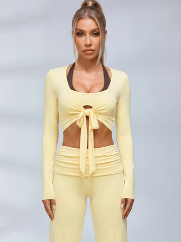 Tie Front Ballet Style Flared 3‑Piece Leggings Set