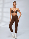 Contrast Double Strap Sports Bra Leggings Set