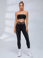 Sport Letter Bandeau Crisscross Waist Leggings Set