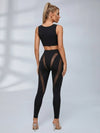 Sheer Mesh Panel Bodycon Workout Matching Activewear Set