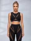 Sheer Mesh Panel Bodycon Workout Matching Activewear Set