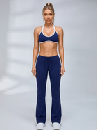 Contrast Trim Halter Drawstring Flared Leggings Set