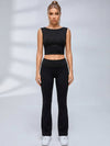 Polka Dot Tie‑Back Cutout Flared Leggings Set