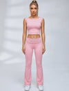 Polka Dot Tie‑Back Cutout Flared Leggings Set