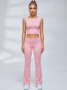 Polka Dot Tie‑Back Cutout Flared Leggings Set