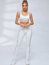 Contrast Piping Seam Workout Leggings Set