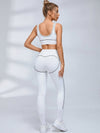 Contrast Piping Seam Workout Leggings Set