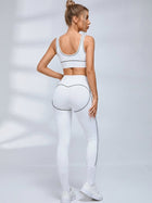 Contrast Piping Seam Workout Leggings Set