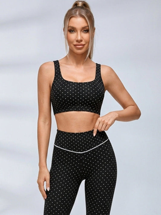 Polka Dot Cross‑Back Workout Leggings Set
