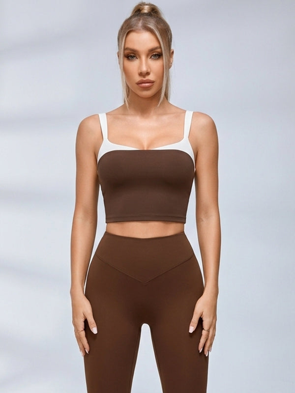 Color Block Crop Tank Leggings Set