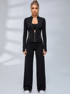 Zip‑Up Layering Flared Leggings 3‑Piece Set