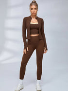 Zip‑Up Cropped Jacket Leggings 3‑Piece Set