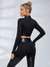 Long Sleeve Faux Leather Bodycon Two Piece Set