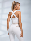 Cross Halter Cutout Crop Top Lace Flare Pants 2‑Piece Set