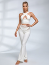 Cross Halter Cutout Crop Top Lace Flare Pants 2‑Piece Set