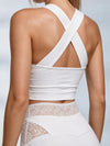 Cross Halter Cutout Crop Top Lace Flare Pants 2‑Piece Set