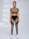 Spliced Leopard Gym 2‑Piece Outfit Slim Fit