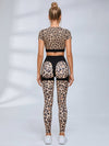Spliced Leopard Gym 2‑Piece Outfit Slim Fit