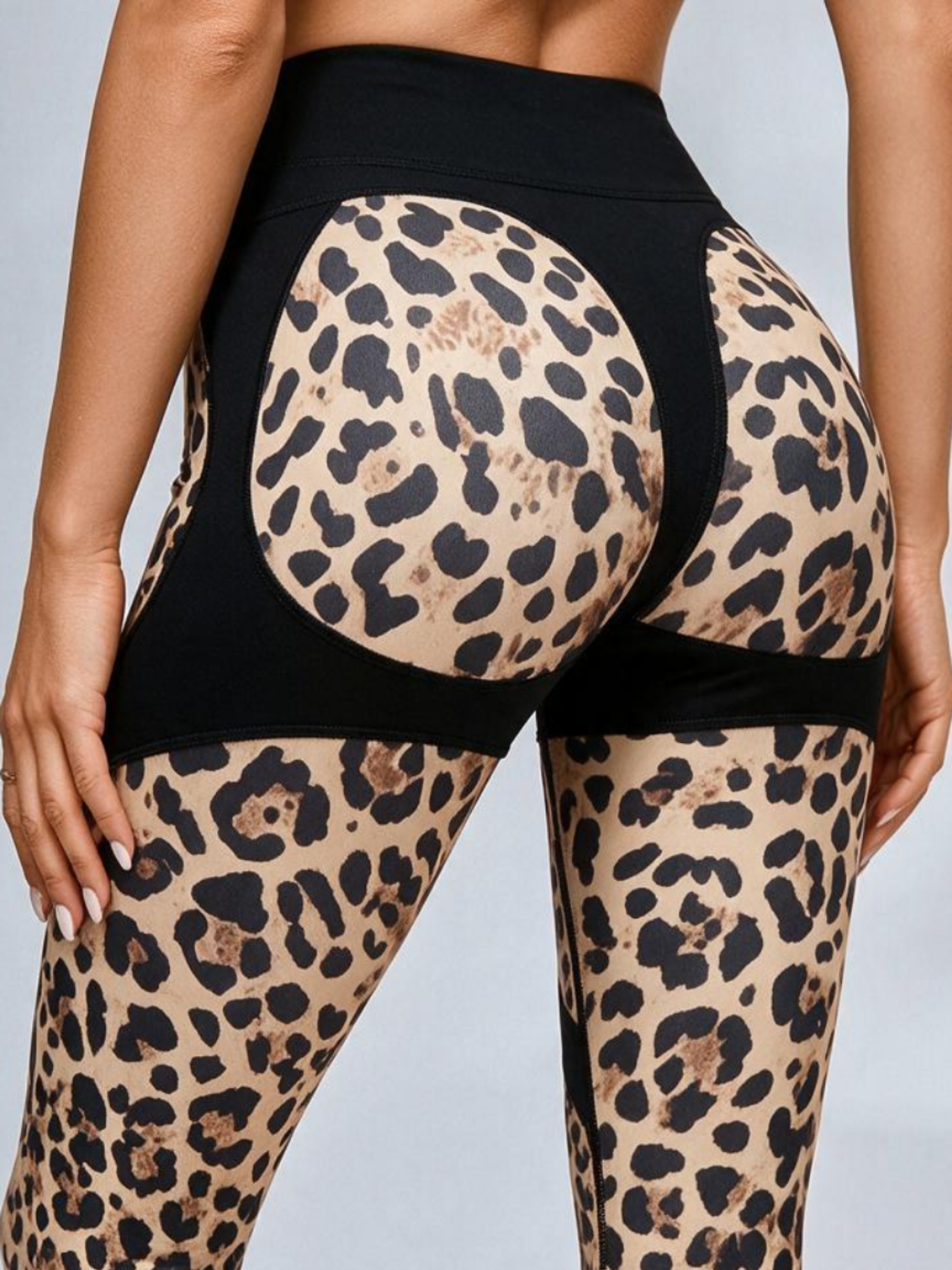 Spliced Leopard Gym 2‑Piece Outfit Slim Fit