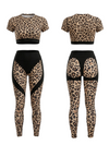 Spliced Leopard Gym 2‑Piece Outfit Slim Fit