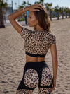 Spliced Leopard Gym 2‑Piece Outfit Slim Fit
