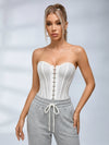 Ribbed Cropped Hoodie Wide Leg Pants 3‑Piece Tracksuit Set