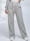 Ribbed Cropped Hoodie Wide Leg Pants 3‑Piece Tracksuit Set