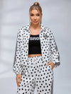 Polka Dot Zip‑Up Jacket Wide Leg Pants 2‑Piece Tracksuit