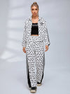 Polka Dot Zip‑Up Jacket Wide Leg Pants 2‑Piece Tracksuit