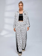 Polka Dot Zip‑Up Jacket Wide Leg Pants 2‑Piece Tracksuit