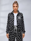 Polka Dot Zip‑Up Jacket Wide Leg Pants 2‑Piece Tracksuit
