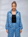 Polka Dot Zip‑Up Jacket Wide Leg Pants 2‑Piece Tracksuit